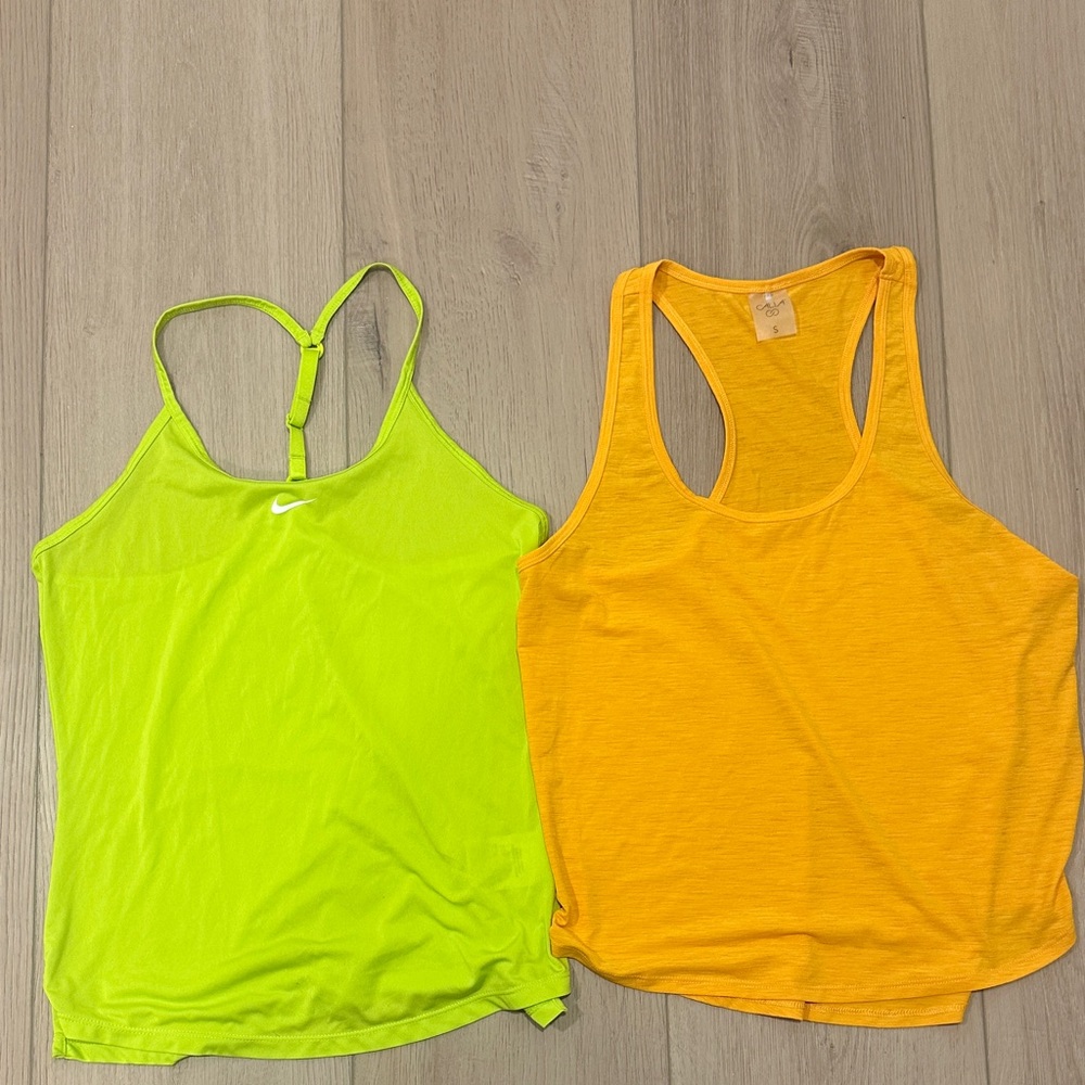 Nike Women’s Workout Tank Lot Set Bundle Calia Small Green Yellow Sleeveless